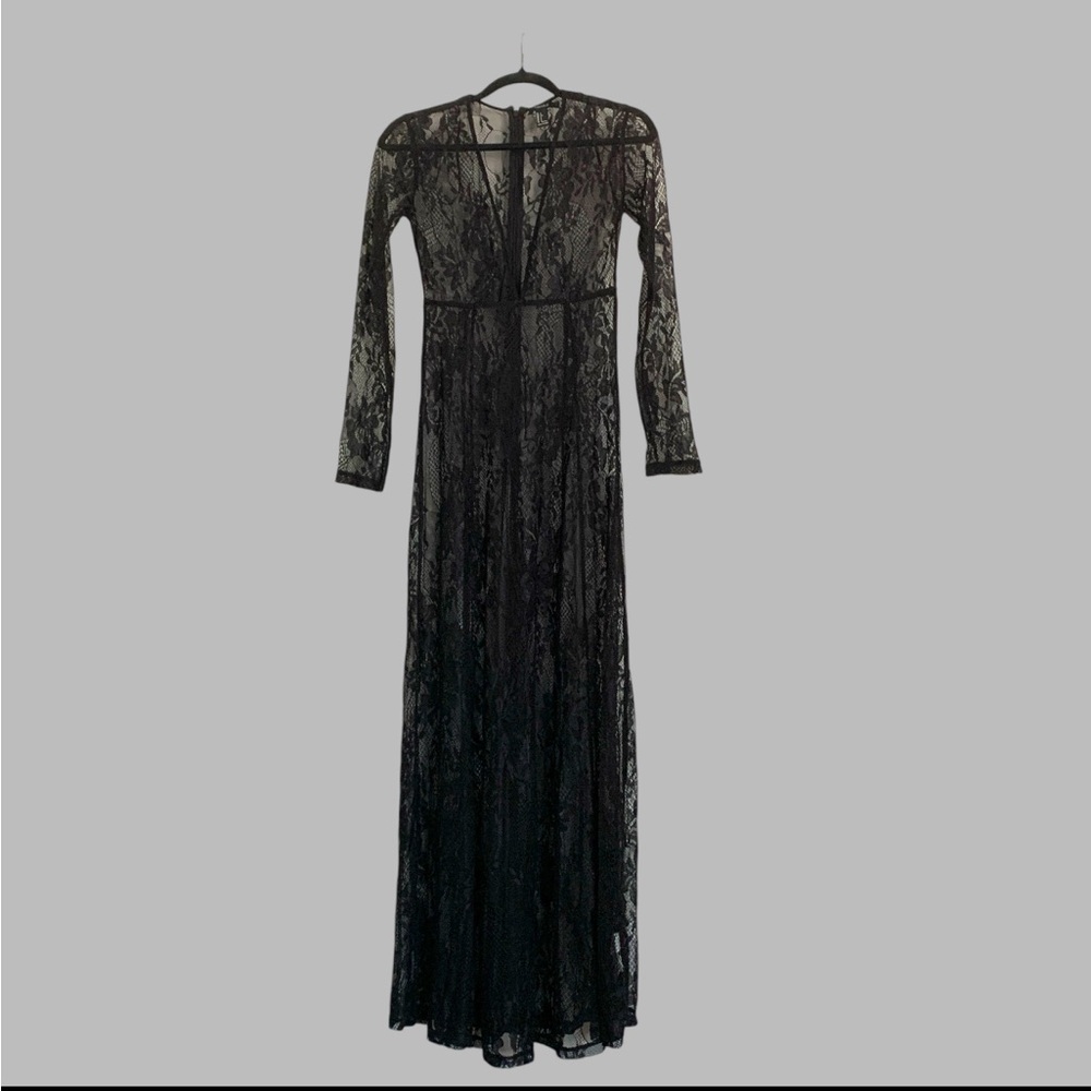 Forever 21 Women Black Lace Sheer Maxi Dress